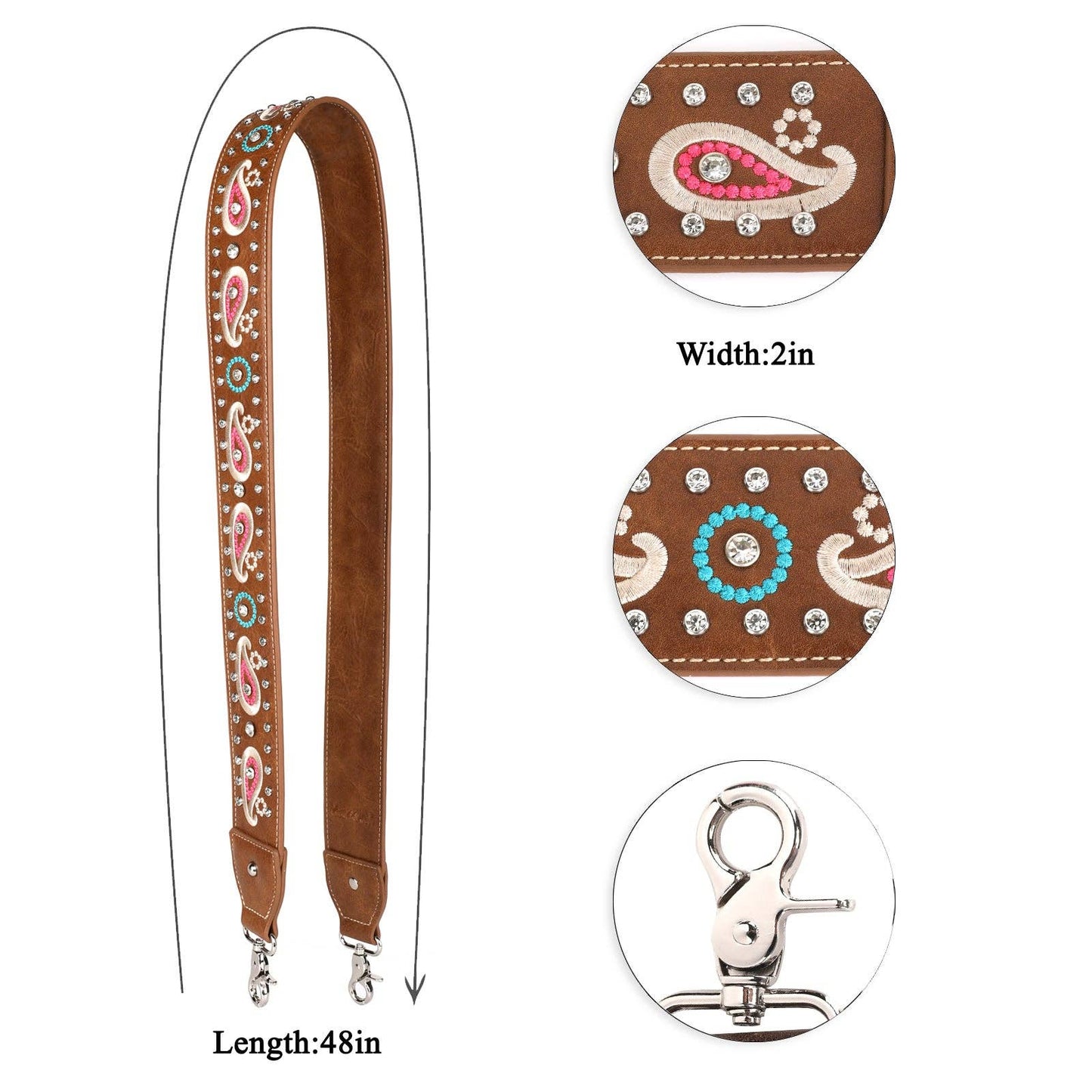 PST-1014 Montana West Western Guitar Style Paisley Crossbody Strap