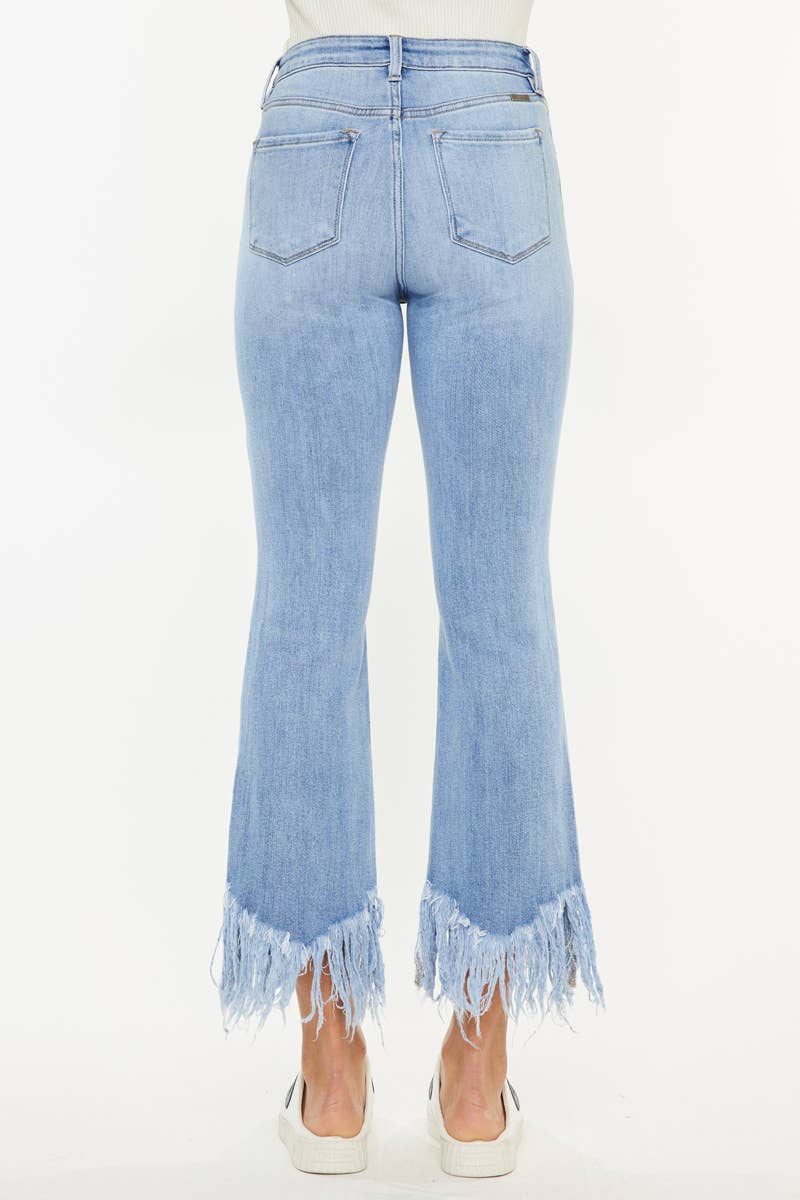 HIGH RISE CROP BOOTCUT DENIM PANTS-KC9354M