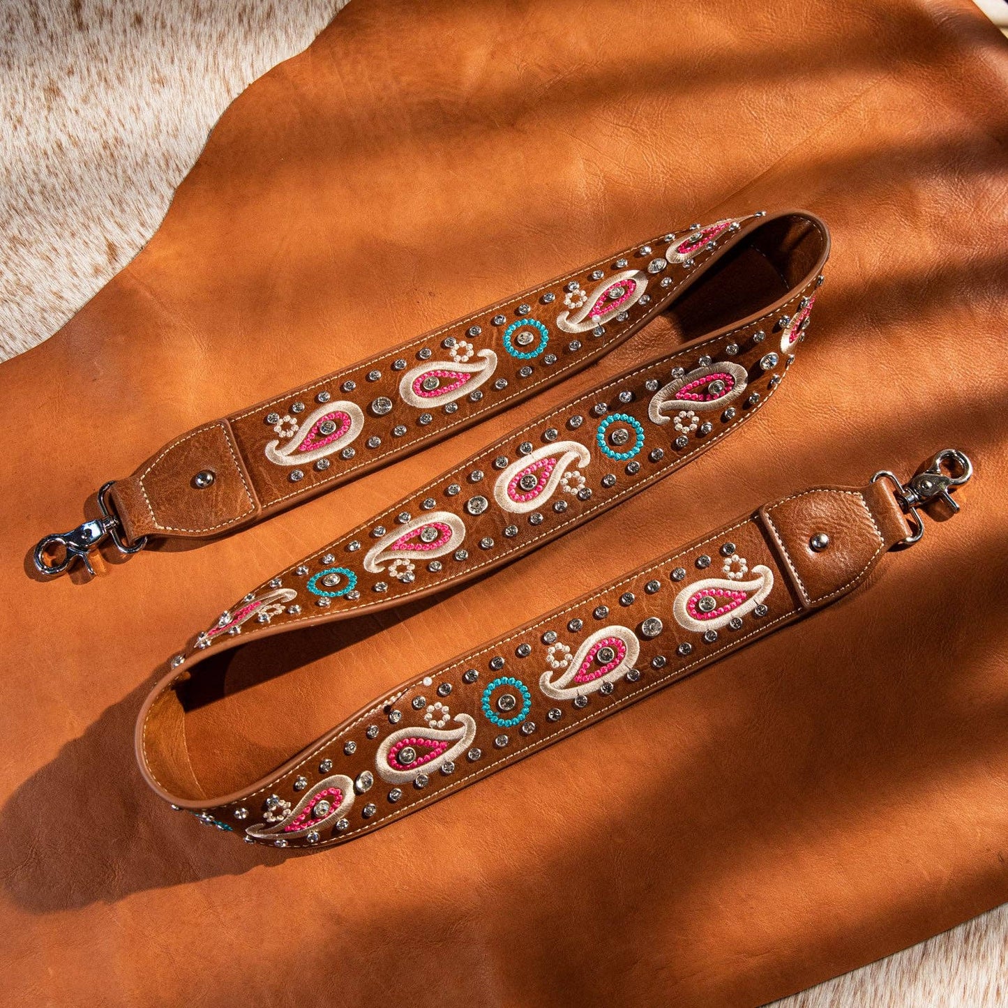 PST-1014 Montana West Western Guitar Style Paisley Crossbody Strap