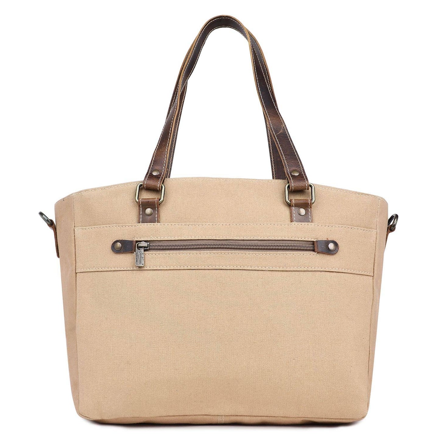 Canvas & Leather Women's Tote Bag - Sea Salt/Desert Sand