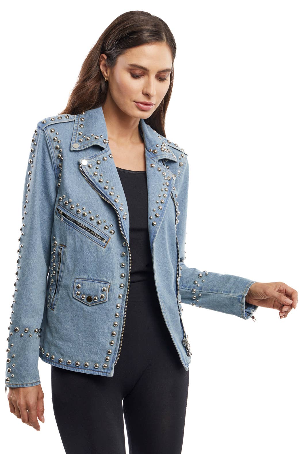 ADJ3004 - Denim Silver Embellished Jacket