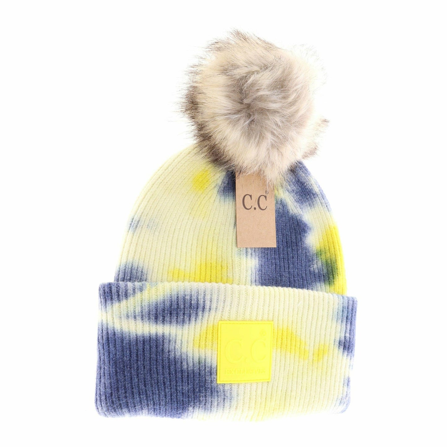 Tie Dye Fur Pom C.C Beanie HAT7380POM