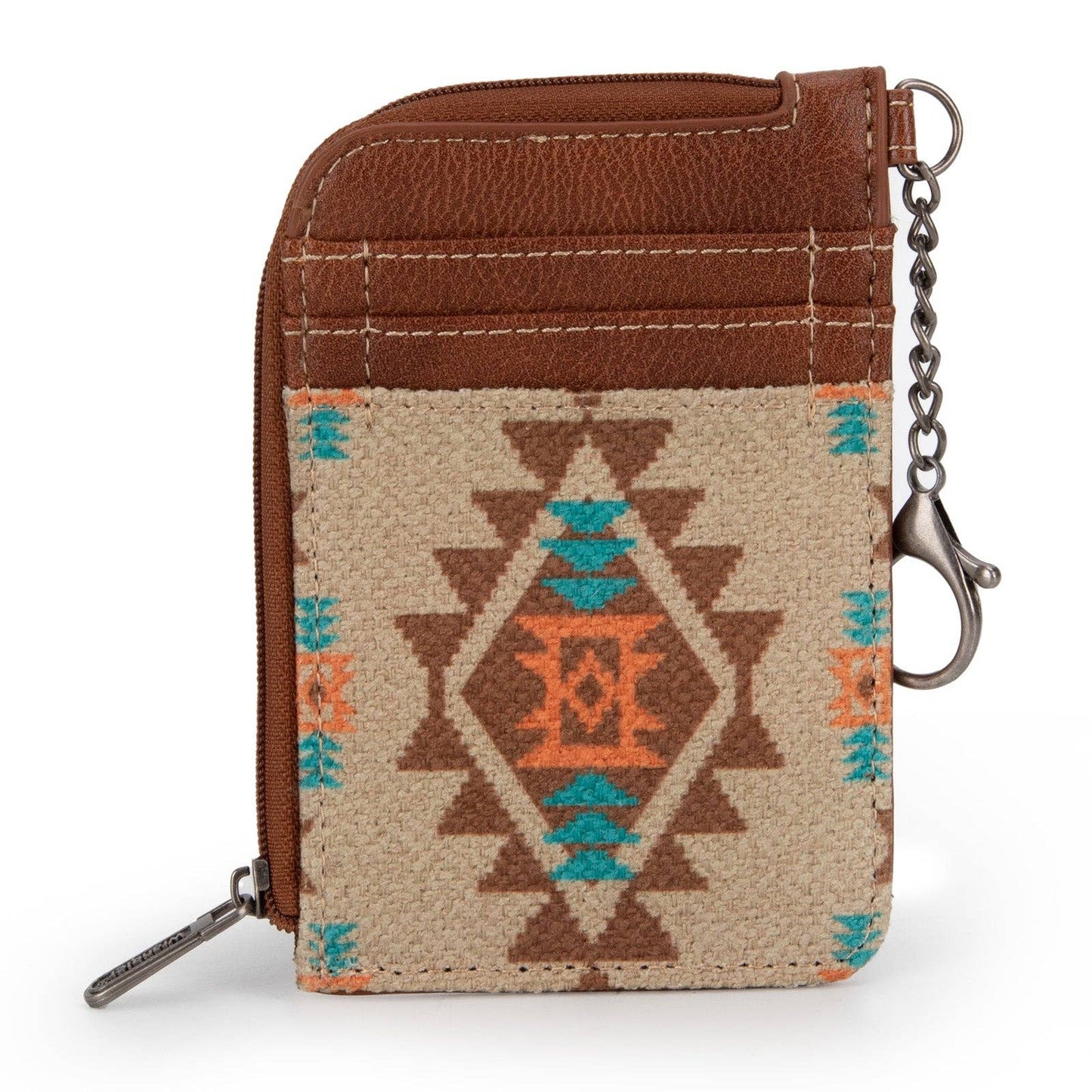 WG2203-W005 Wrangler Southwestern Art Print Mini Zip Card Case -Tan