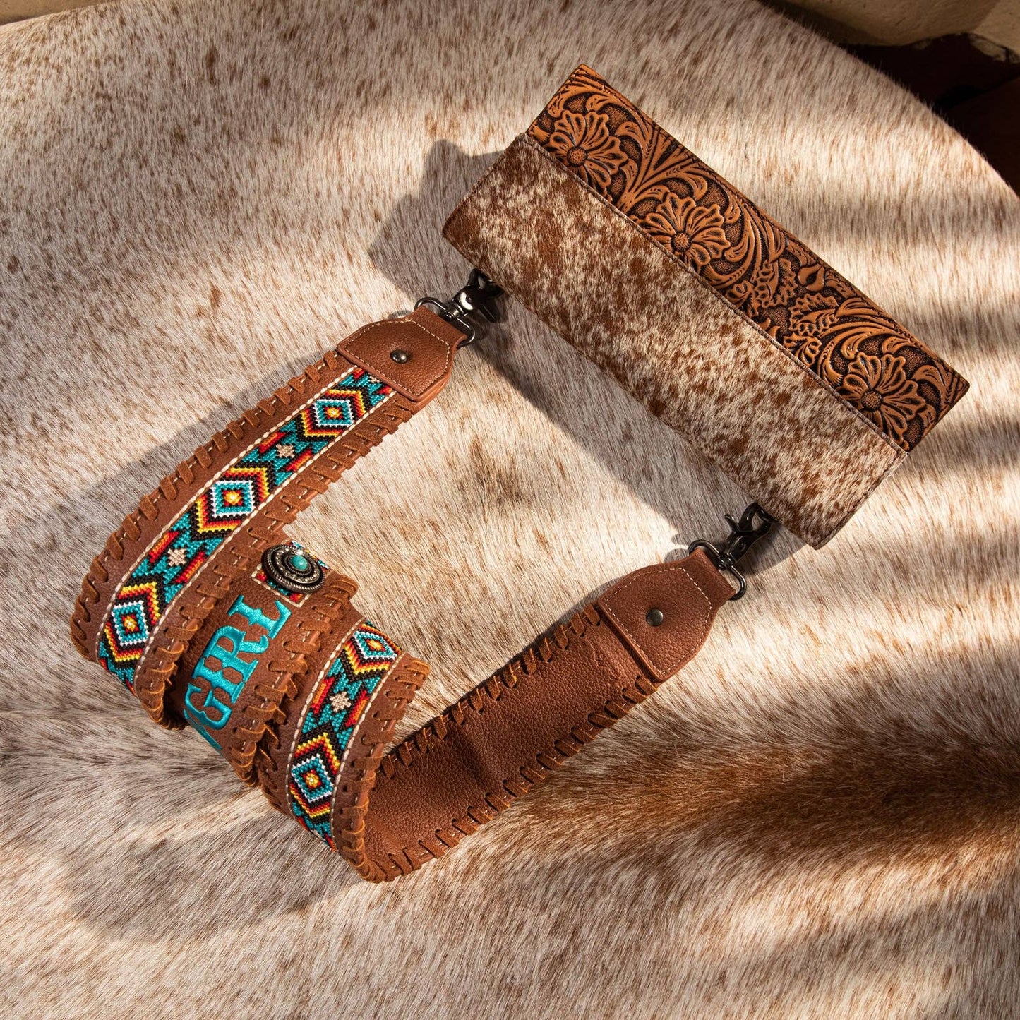 PST-1013 Montana West Western Guitar Style Embroidered Aztec Crossbody Strap