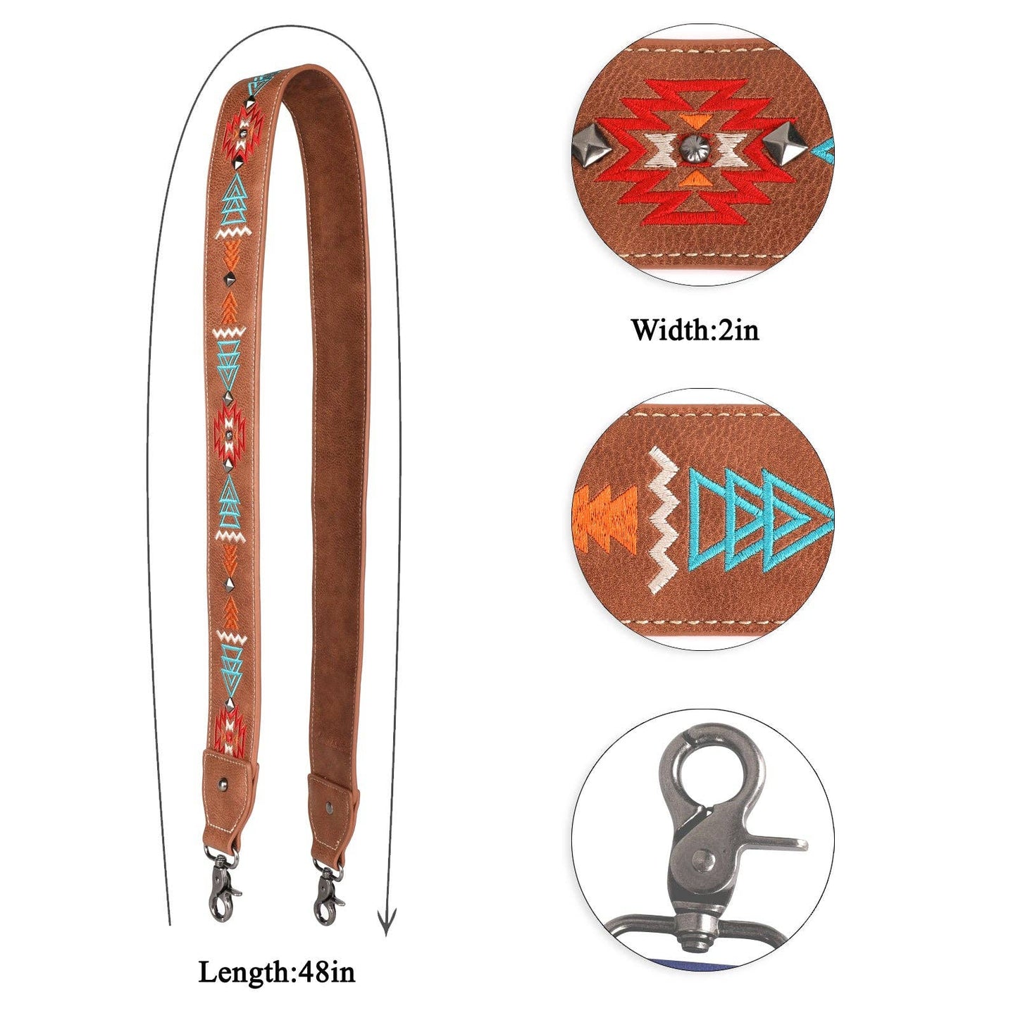 PST-1018 Montana West Western Guitar Style Embroidered Aztec Crossbody Strap