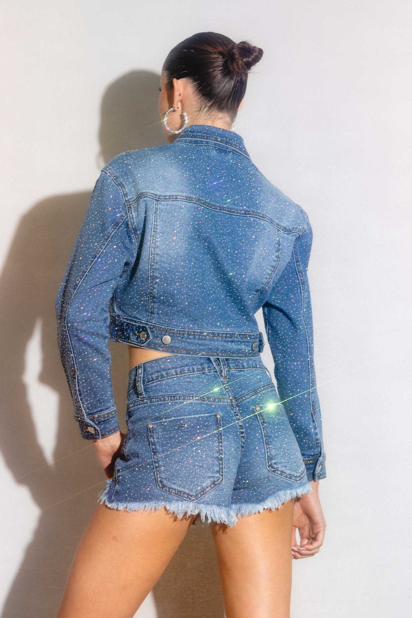 Iridescent Rhinestone Shorts