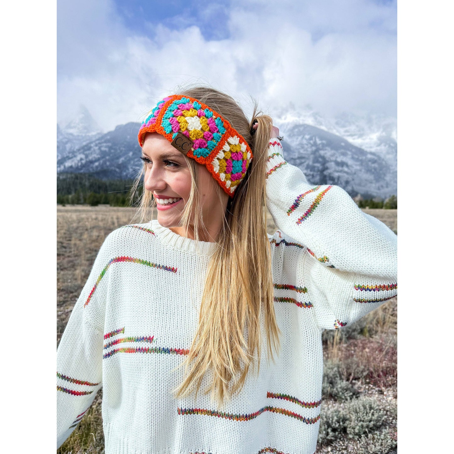 Fuzzy Lined Multi-Color Crochet Fashion Headband for Women