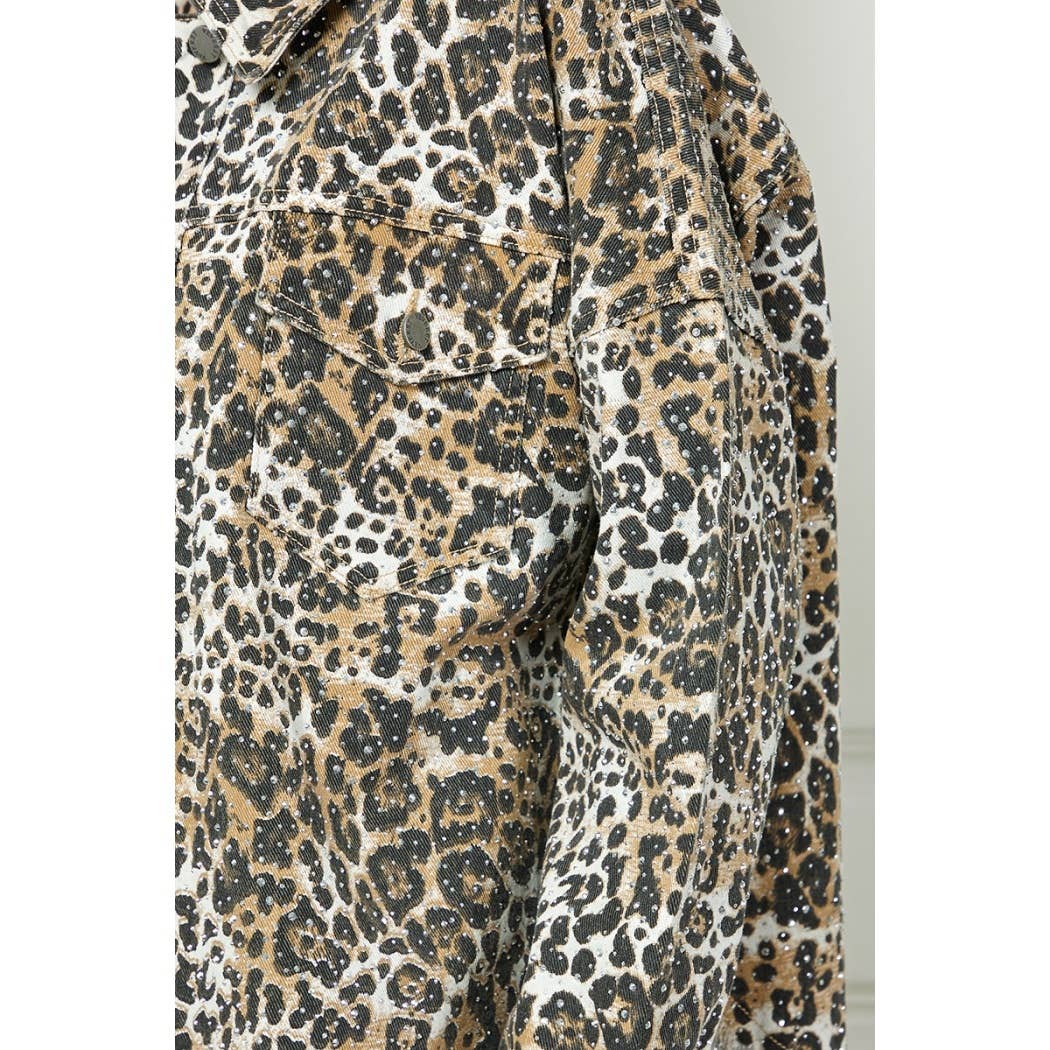 Glitzy Snap Button Denim Shacket