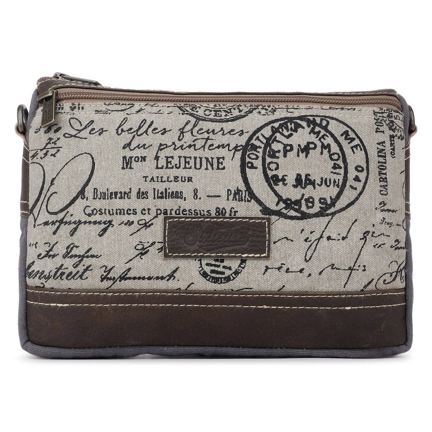 Canvas Leather Women's Crossbody Bag - Timberwolf/Sage