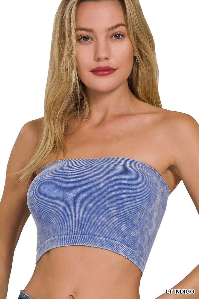 Washed Ribbed Seamless Tube Top