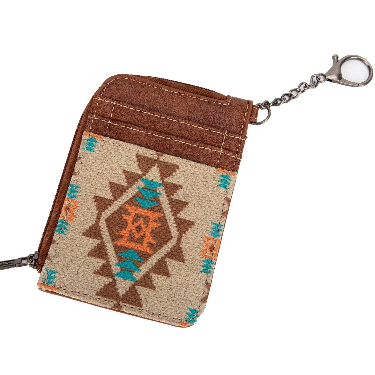 WG2203-W005 Wrangler Southwestern Art Print Mini Zip Card Case -Tan