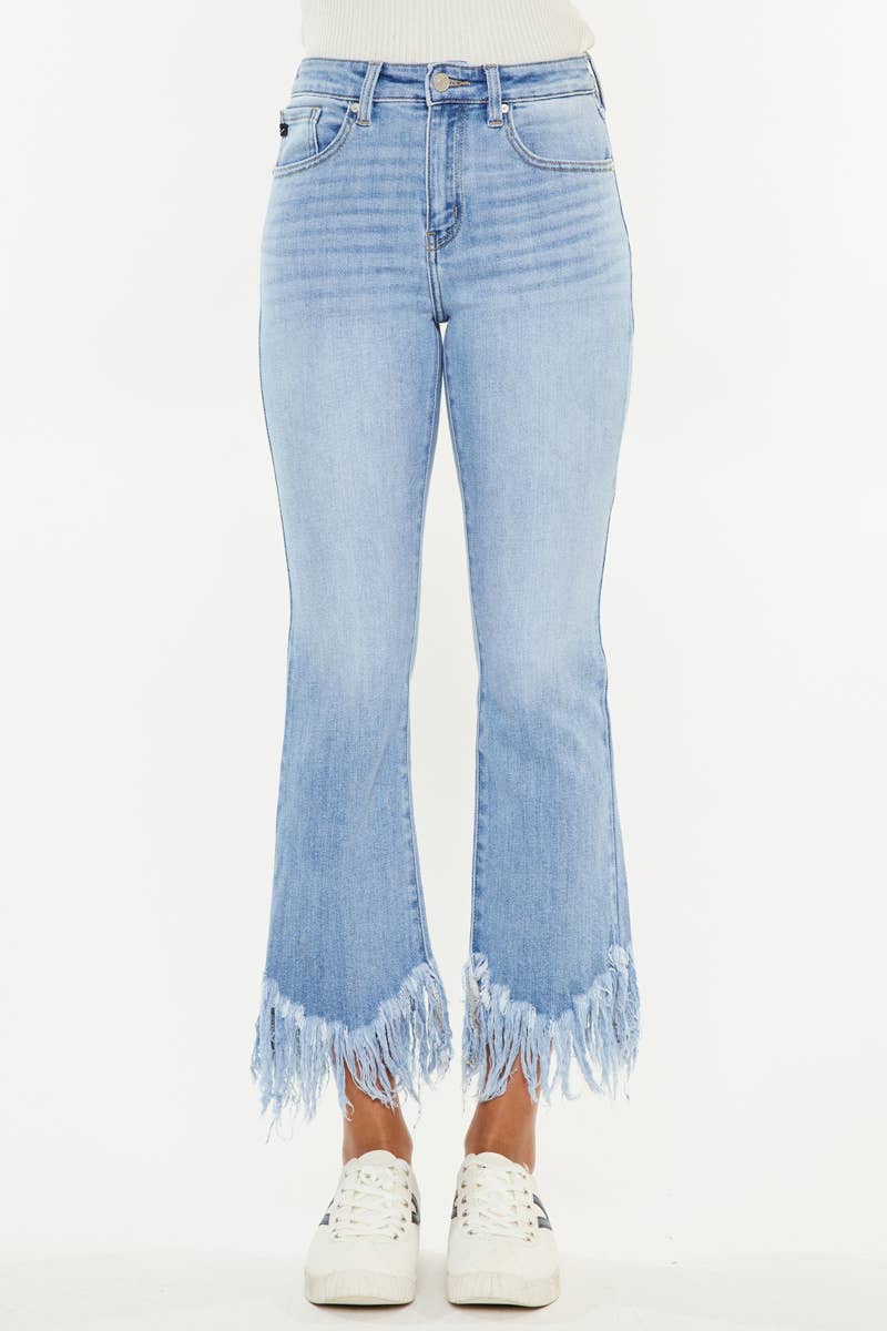 HIGH RISE CROP BOOTCUT DENIM PANTS-KC9354M