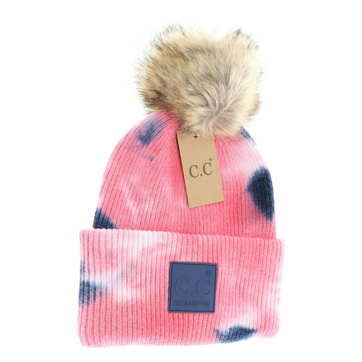 Tie Dye Fur Pom C.C Beanie HAT7380POM