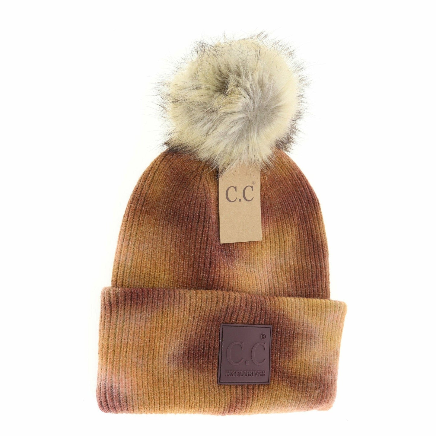 Tie Dye Fur Pom C.C Beanie HAT7380POM
