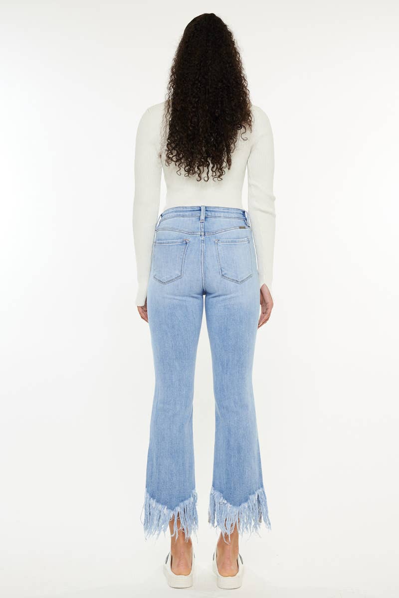 HIGH RISE CROP BOOTCUT DENIM PANTS-KC9354M