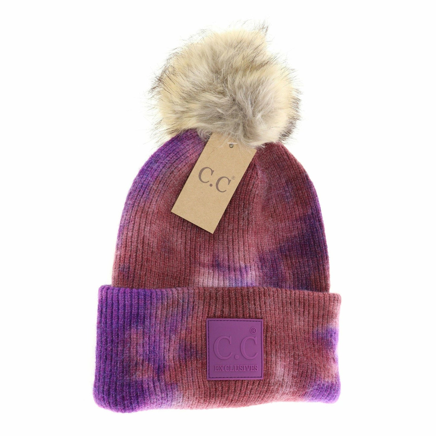 Tie Dye Fur Pom C.C Beanie HAT7380POM