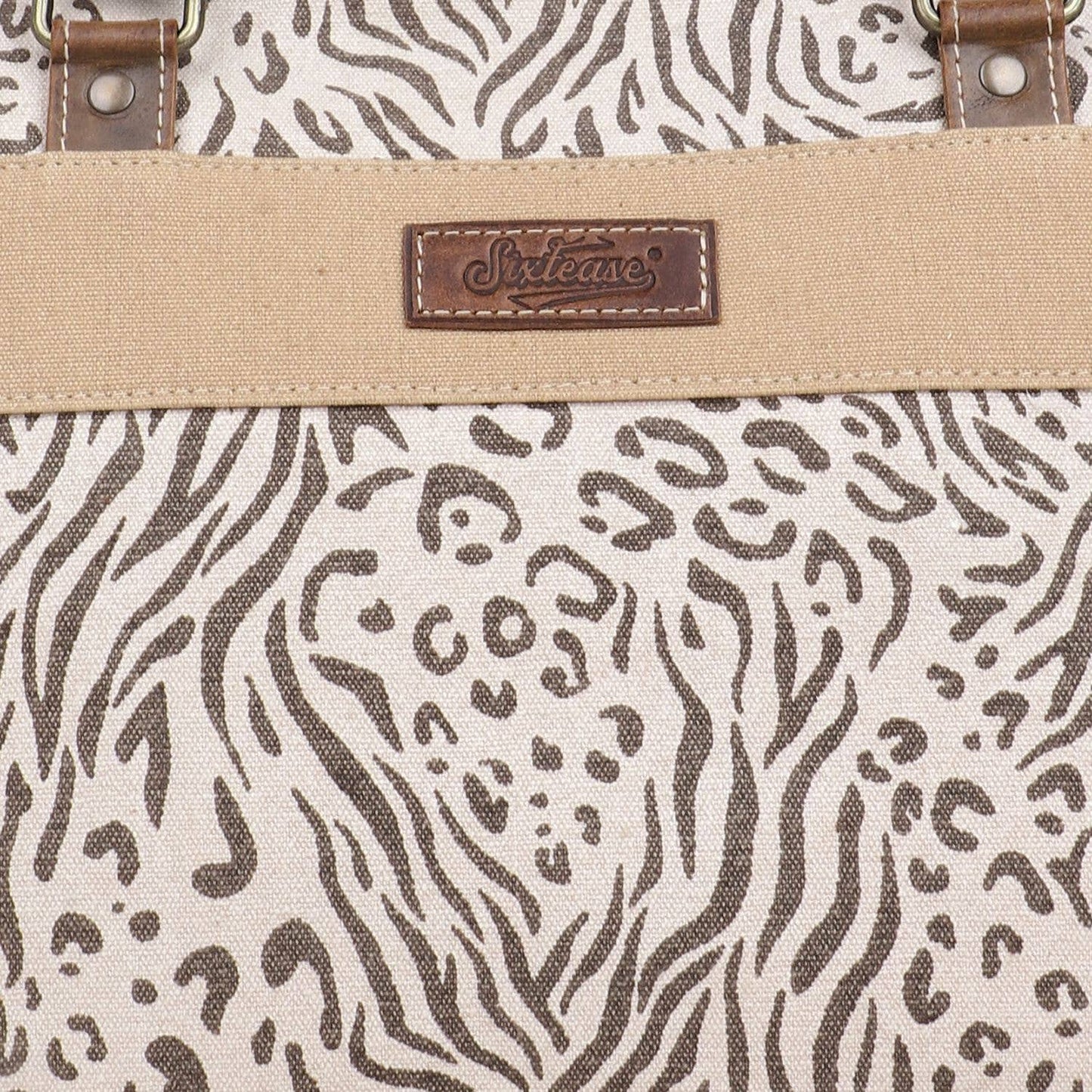 Canvas & Leather Women's Tote Bag - Sea Salt/Desert Sand