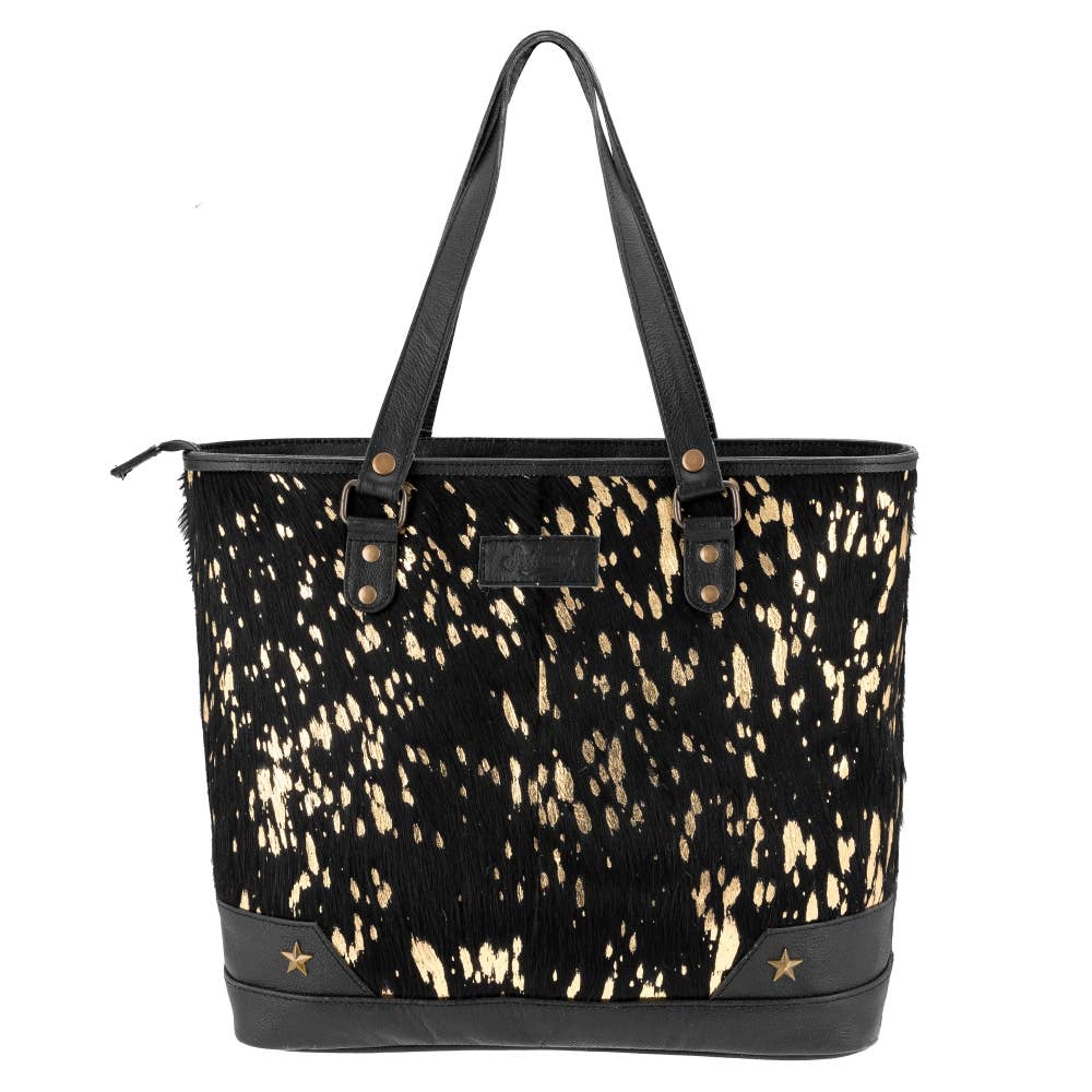 Full Grain Leather & Acid Wash Cowhide Tote Bag - Women's