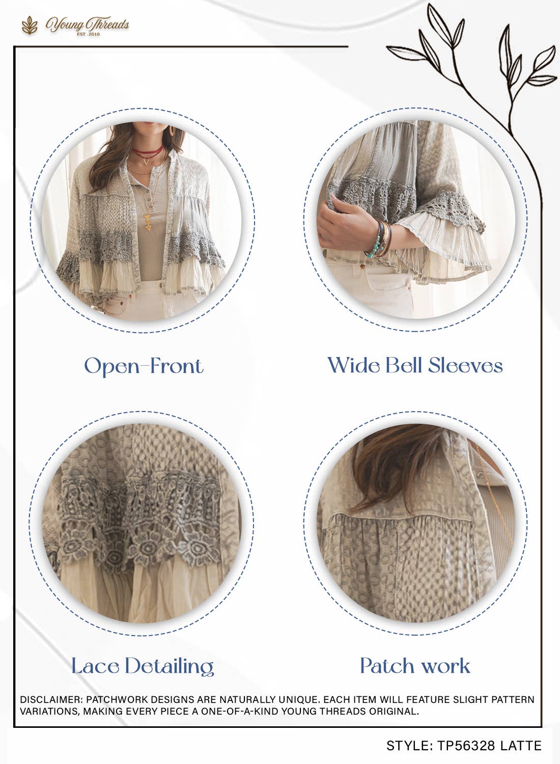 Mineral Wash Tiered Crochet Lace Open Front Shrug