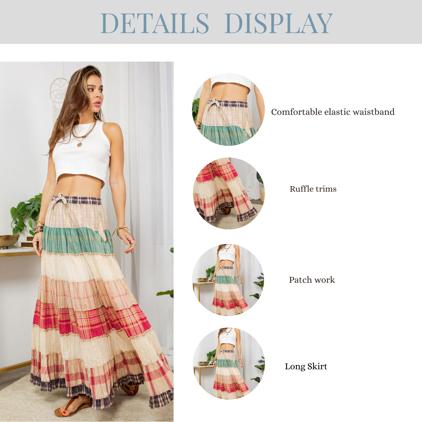 Vintage Vibes: Crinkled Tiered Skirt With Mixed Cotton Dobby