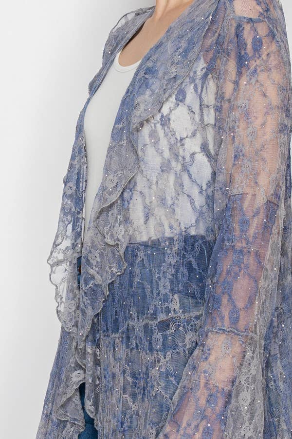 Lightweight Lace Ruffle Duster w/ Sparkles