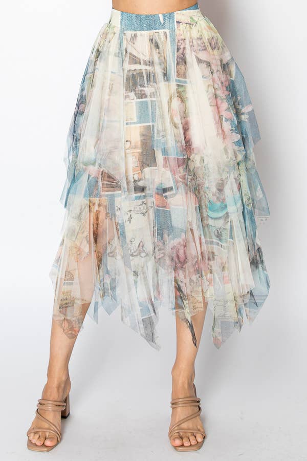 Paris - Dreamy Tiered Tulle Midi Skirt With Floaty Hem