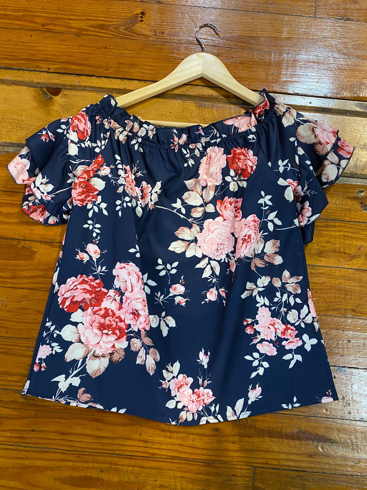 Floral off shoulder shirt