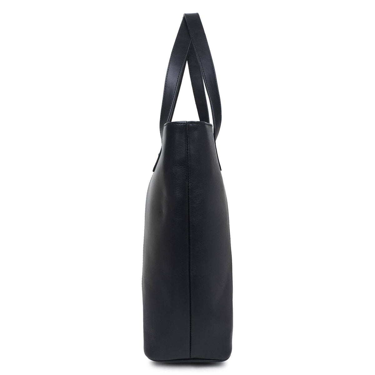 Leather Women's Tote Bag - Black Snake Texture