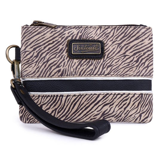 Leather Suede  Women Wrislet - Black White Zebra Print