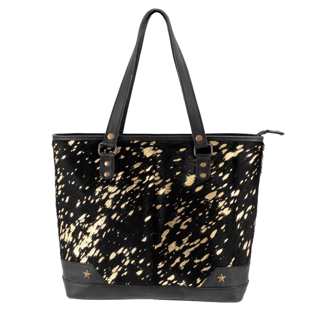 Full Grain Leather & Acid Wash Cowhide Tote Bag - Women's