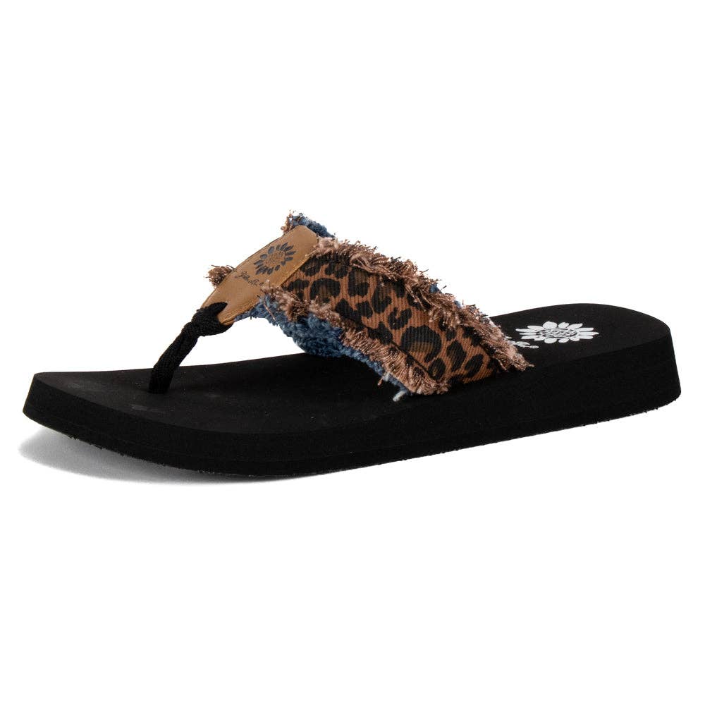 Yellow Box FAYTH Women Tassel Leopard Strap Thong Flip Flops