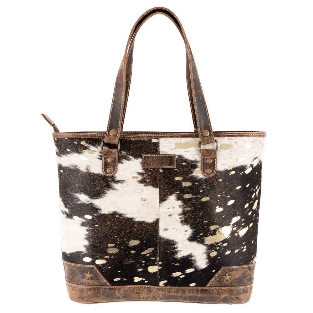 Full Grain Leather & Acid Wash Cowhide Tote Bag - Women's