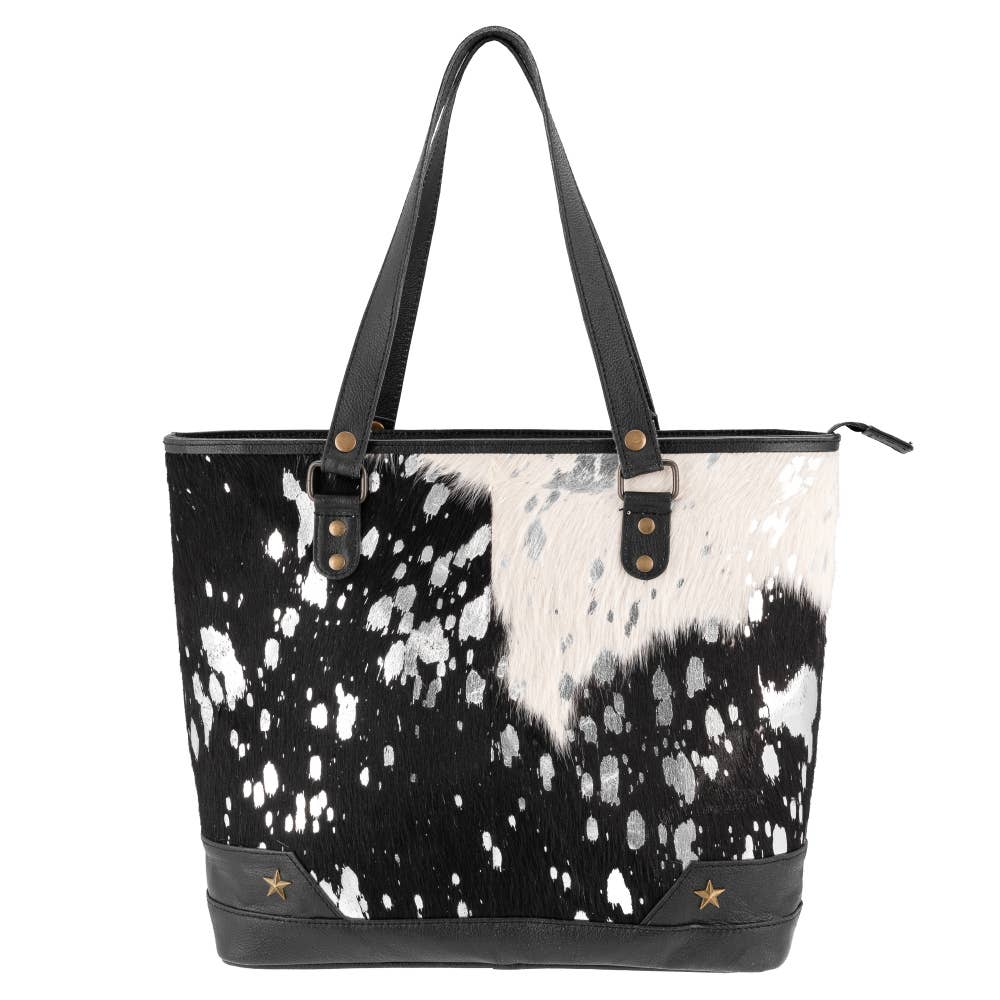 Full Grain Leather & Acid Wash Cowhide Tote Bag - Women's