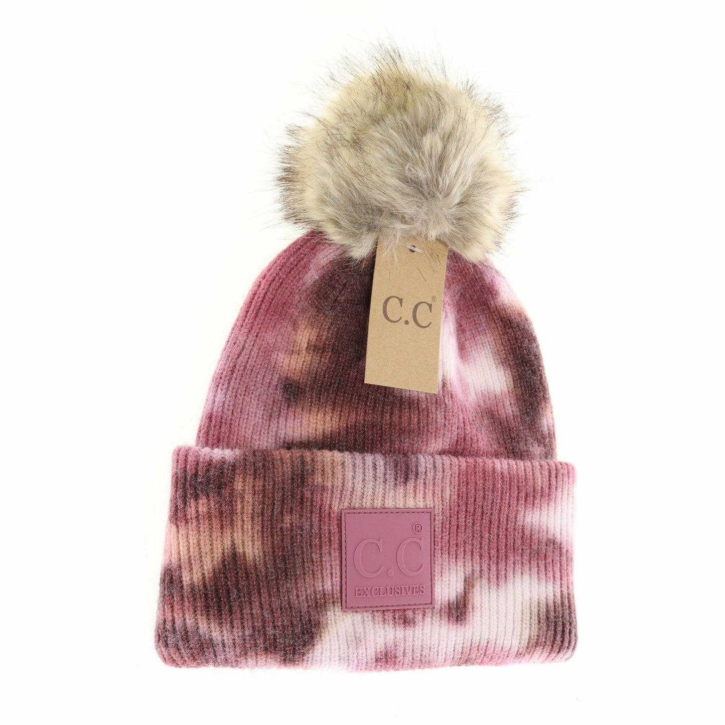 Tie Dye Fur Pom C.C Beanie HAT7380POM