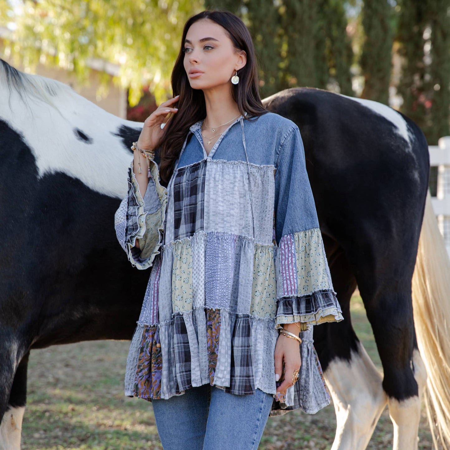 Artistic Fusion Overdyed Jhabla Patchwork Top