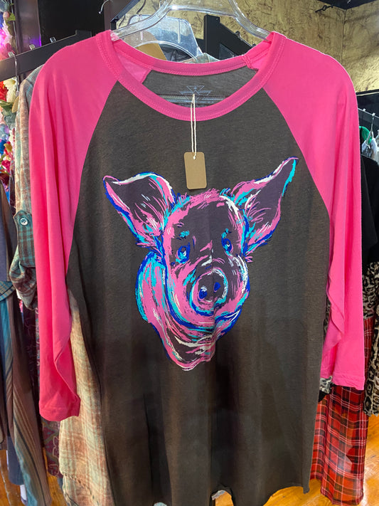 Crazy train pig shirt