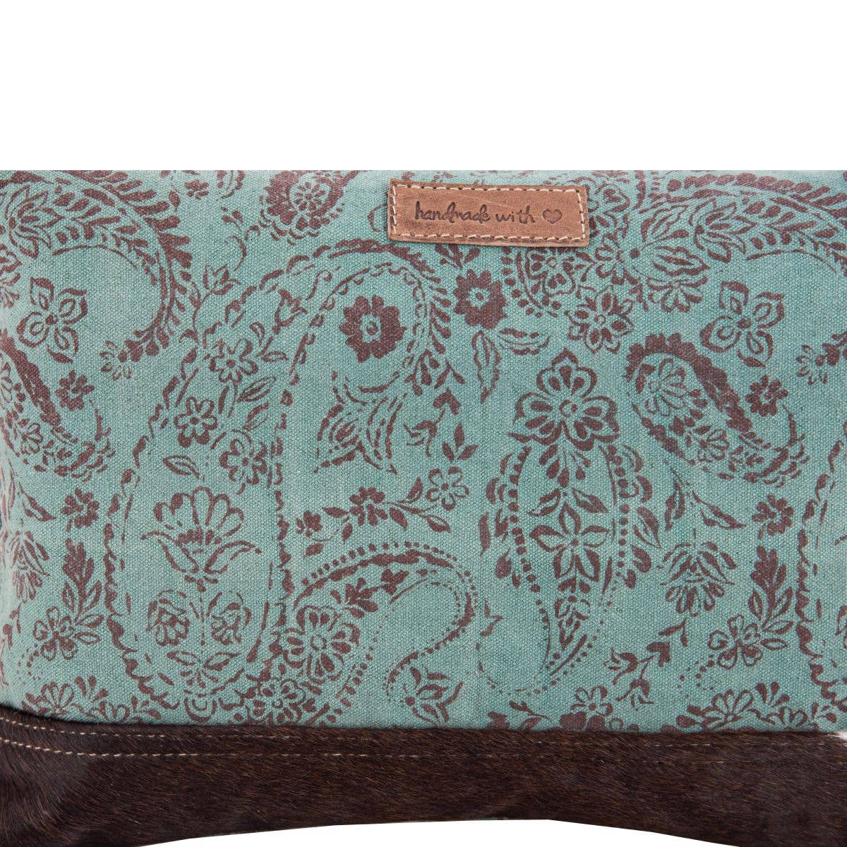 Canvas Leather & Cowhide Paisley Print Women's Utlity Bag