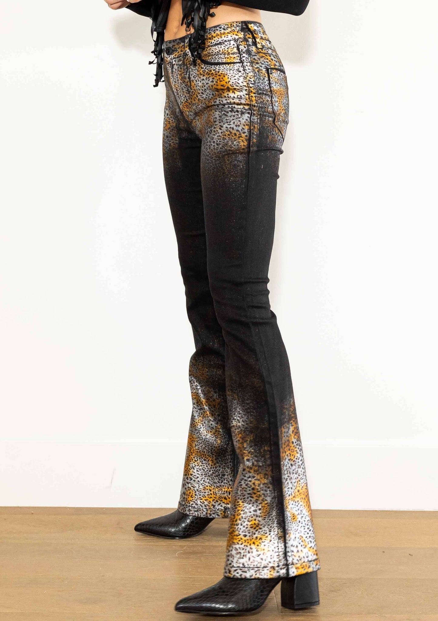 Western Leopard Bootcut Jeans