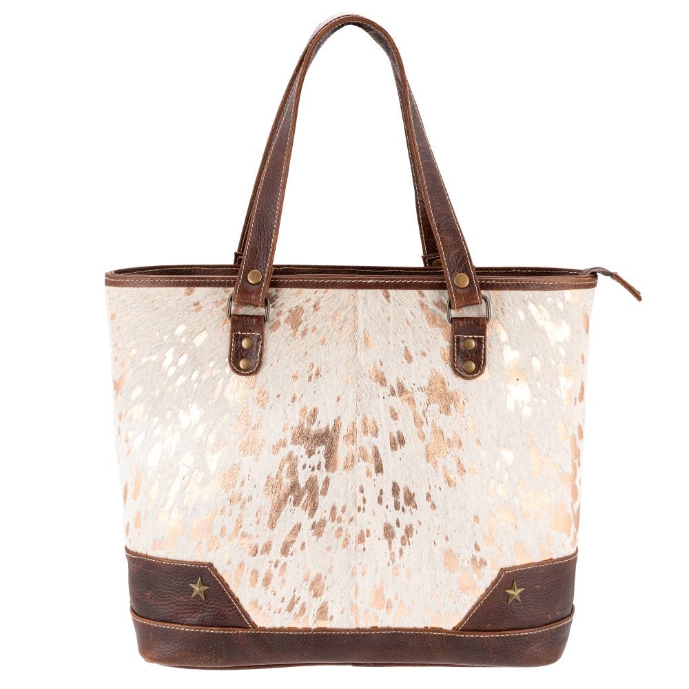 Full Grain Leather & Acid Wash Cowhide Tote Bag - Women's