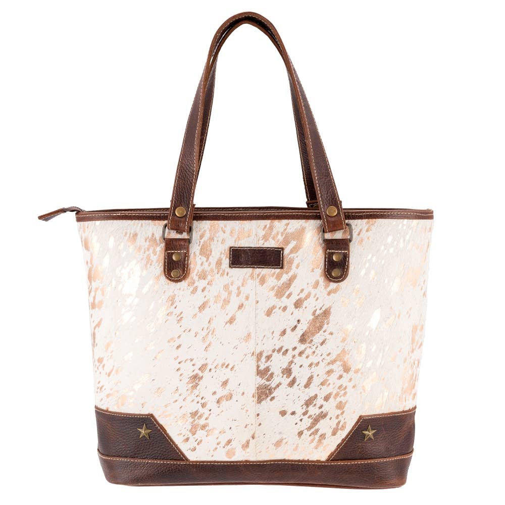 Full Grain Leather & Acid Wash Cowhide Tote Bag - Women's