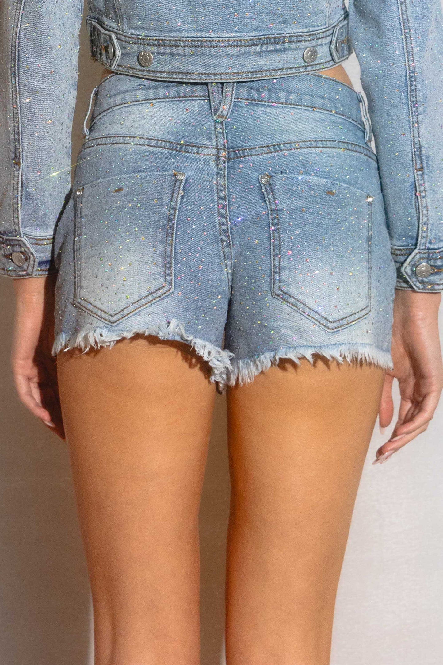 Iridescent Rhinestone Shorts