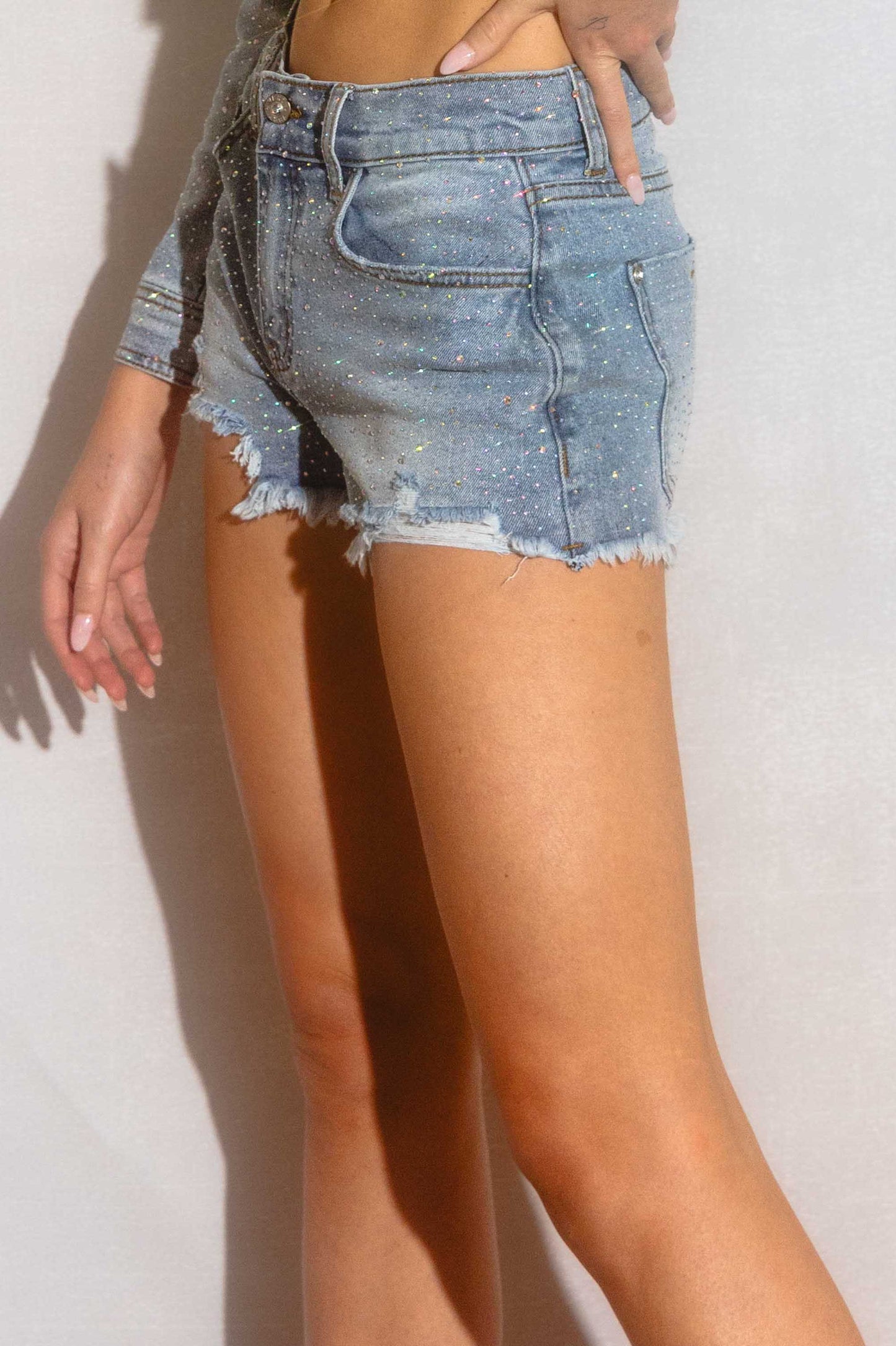 Iridescent Rhinestone Shorts