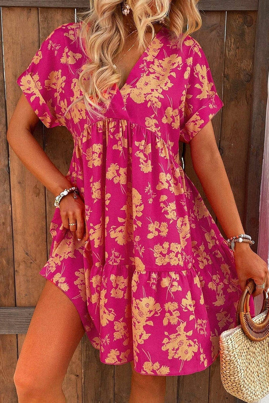 Simpson Ruffled Mini Dress | S-XL: Rose / L