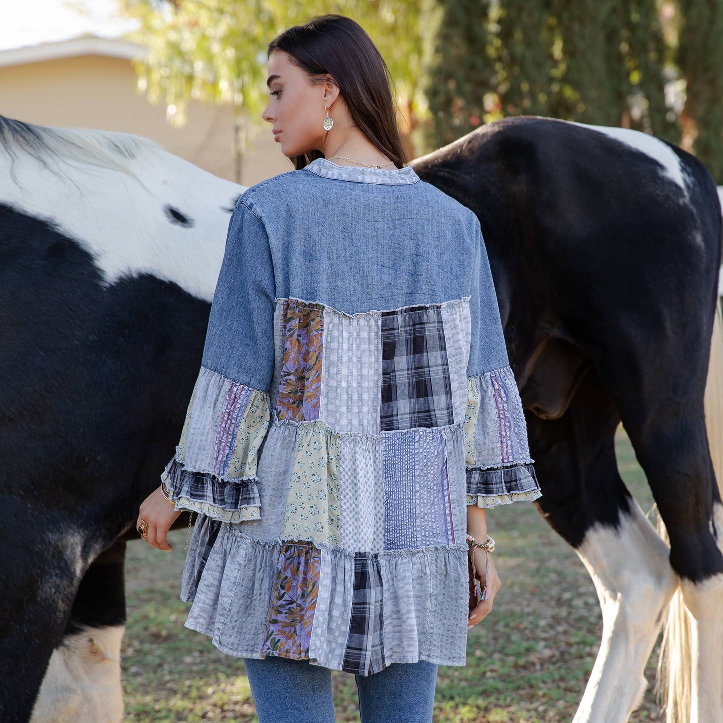 Artistic Fusion Overdyed Jhabla Patchwork Top