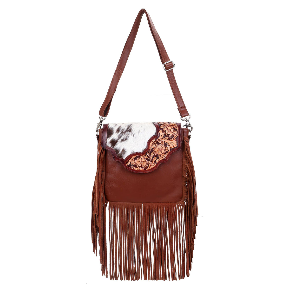 Leather Cowhide Western Hand Tooled Women Crossbody Bag