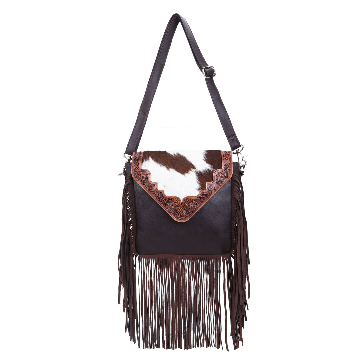 Leather Cowhide Western Hand Tooled Women Crossbody Bag