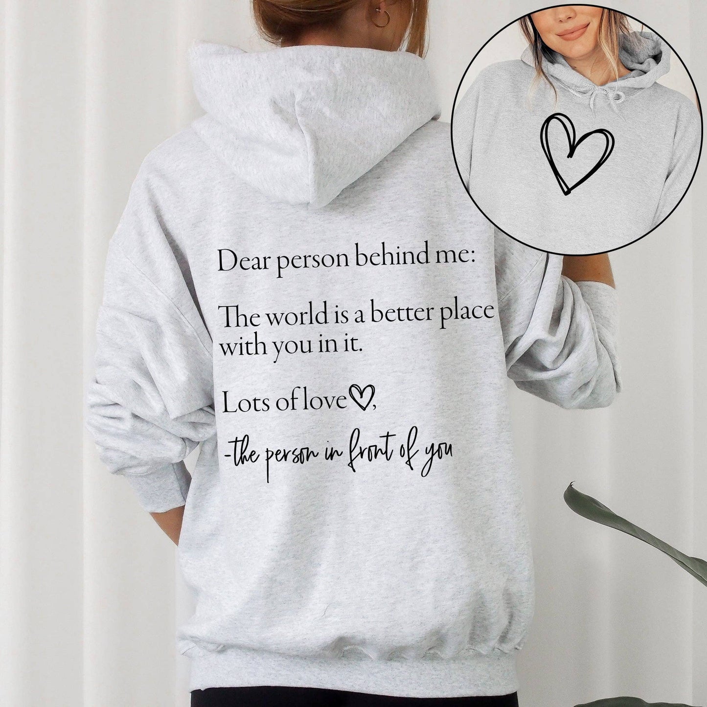 Dear Person Behind Me, Heart, Positivity, Kindness, Mental H: XL / Military Green