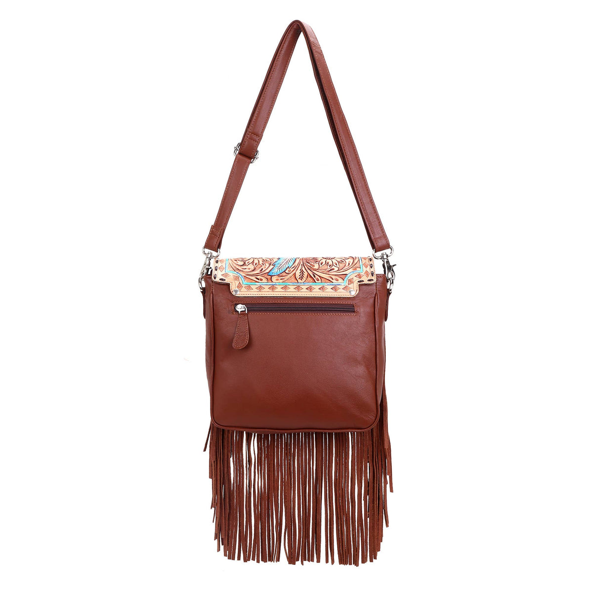 Leather Cowhide Western Hand Tooled Women Crossbody Bag