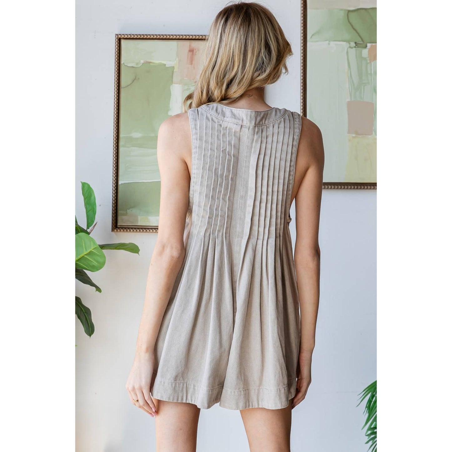 V-neck Puff Sleeve Denim Short Dress