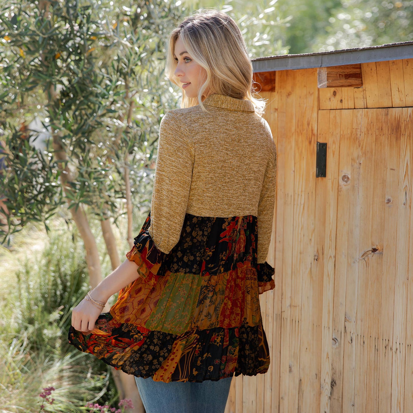 3/4 Ruffle Sleeves Western Blouse Top (New Color)